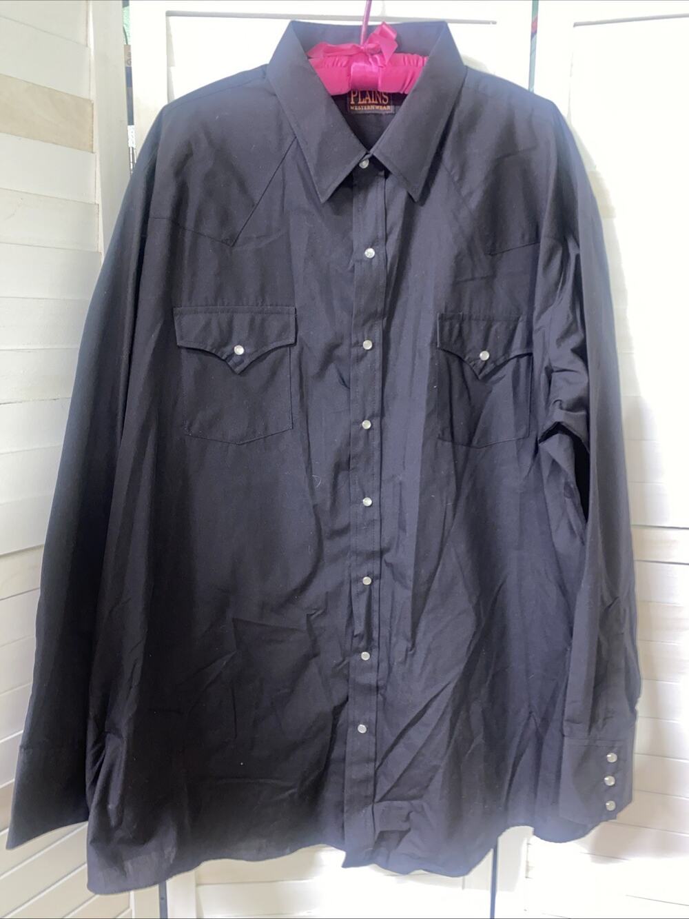 Plains Western Wear Tall Man Men’s Black Pearl Snap Button Up Shirt Sz XXLT